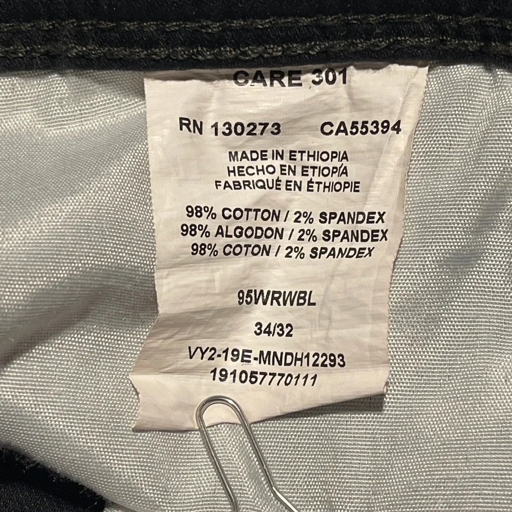 Wrangler Straight Fit Black Pants Mens‎ 34x32 Cotton Blend Casual EUC